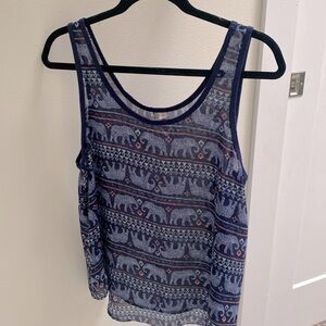 Fun, elephant themed sheer Mudd tank top